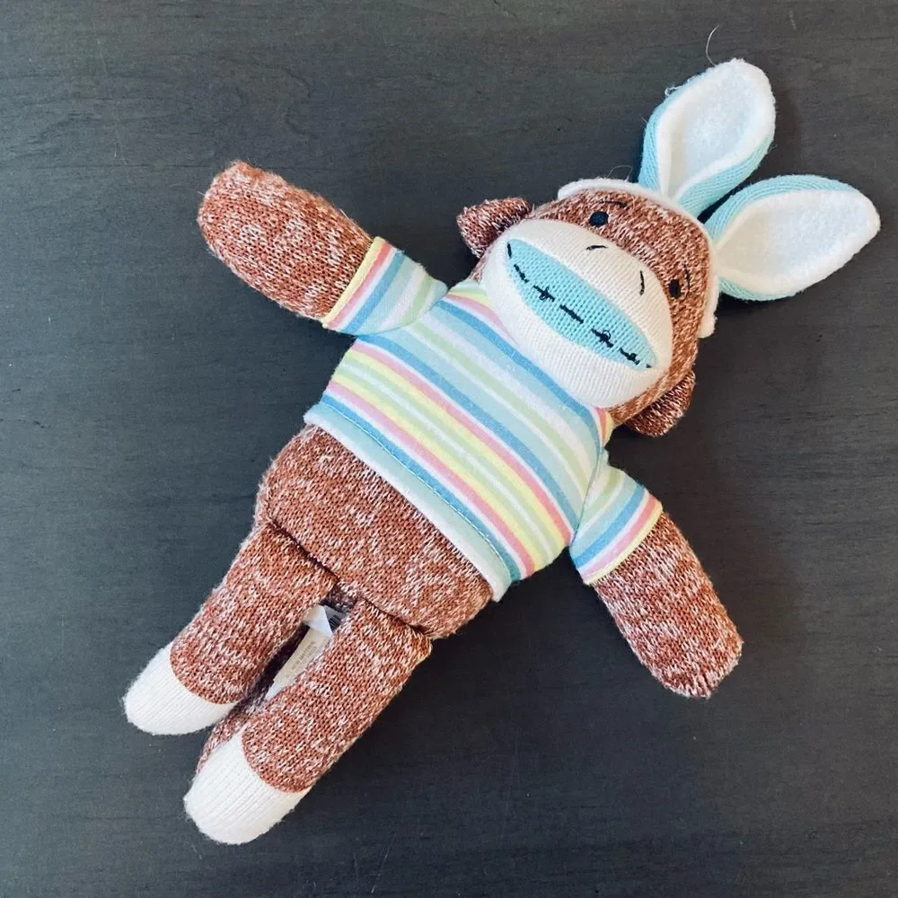 Sock Monkey Easter Plush Stuffed Animal Toy
